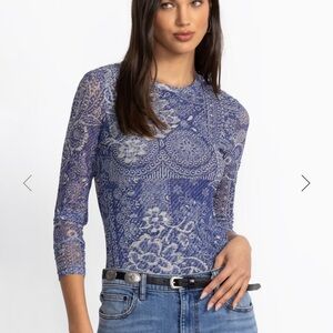 Johnny Was Natalie Long Sleeve Mesh Tee Small